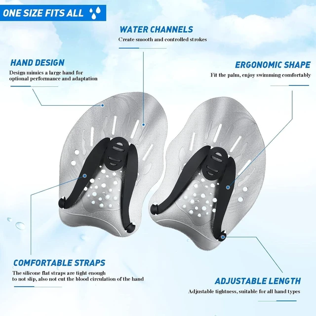 Alt view image 4 of 7 - CozyNestFinds Swim Paddles With Adjustable Straps - Hand Paddles for Lap Swimming, Equipment for Women, Men, Children (1 Pair)