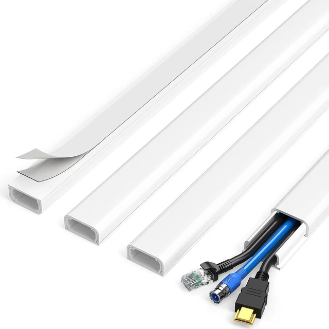 Main image of CozyNestF TV Cord Hider, Cord Covers for 2-3 Wires on Wall Paintable Cable Hider Wire Covers for Cords Easier Setup Wire Hiders for TV on Wall Cable Cover Management to Hide Wires W0.94H0.47in White