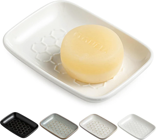 Main image of CozyNestFinds Soap Dish for Shower, Bar Soap Holder, Ceramic Soap Dishes for Bar Soap, Sponge Holder Soap Saver Soap Tray for Bathroom Kitchen Sink, 5.5 Inch, White