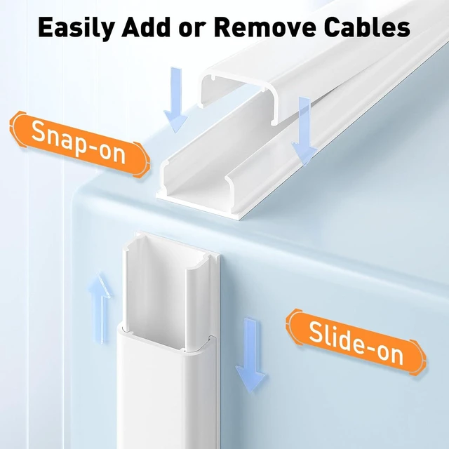 Alt view image 3 of 7 - CozyNestF TV Cord Hider, Cord Covers for 2-3 Wires on Wall Paintable Cable Hider Wire Covers for Cords Easier Setup Wire Hiders for TV on Wall Cable Cover Management to Hide Wires W0.94H0.47in White