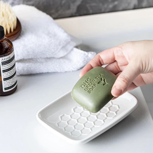 Alt view image 3 of 7 - CozyNestFinds Soap Dish for Shower, Bar Soap Holder, Ceramic Soap Dishes for Bar Soap, Sponge Holder Soap Saver Soap Tray for Bathroom Kitchen Sink, 5.5 Inch, White