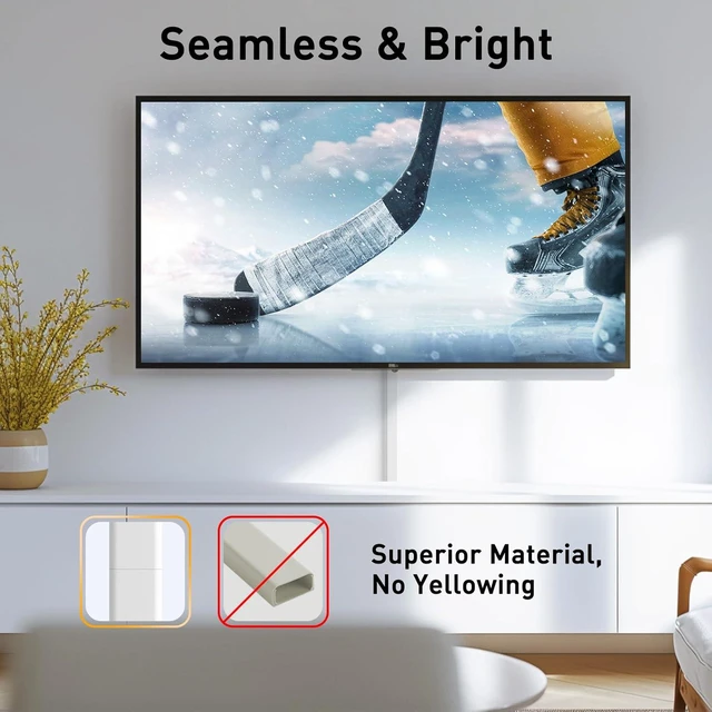 Alt view image 5 of 7 - CozyNestF TV Cord Hider, Cord Covers for 2-3 Wires on Wall Paintable Cable Hider Wire Covers for Cords Easier Setup Wire Hiders for TV on Wall Cable Cover Management to Hide Wires W0.94H0.47in White