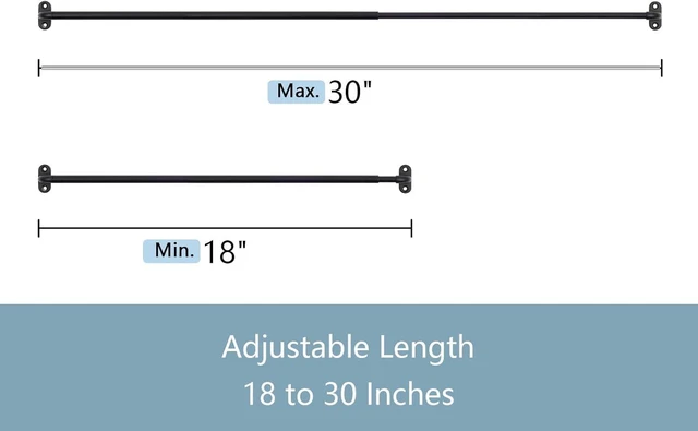 Alt view image 2 of 6 - CozyNestFinds1 Pack Screwed Sash Curtain Rod Adjustable 18-30 Inch, 3/8 In. Diameter, French Door Curtain Rods, Cafe Window Rod (Black)