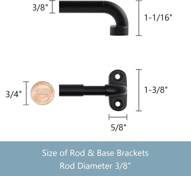 Alt view image 3 of 6 - CozyNestFinds1 Pack Screwed Sash Curtain Rod Adjustable 18-30 Inch, 3/8 In. Diameter, French Door Curtain Rods, Cafe Window Rod (Black)