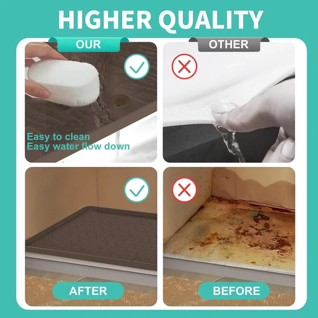 Alt view image 5 of 7 - CozyNestFinds Under Sink Mat 10"x16" Under Sink Mats for Kitchen, Silicone Waterproof Under Sink Liner, Sink Cabinet Organizer Tray with Drain Hole