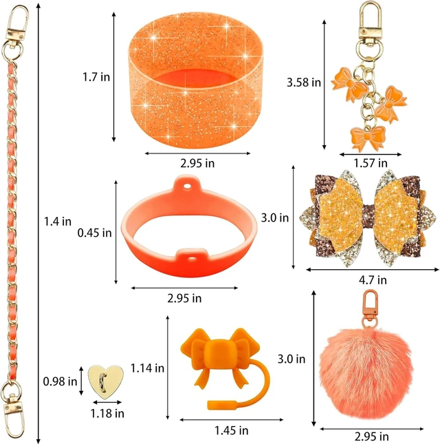 Alt view image 3 of 7 - CozyNestFinds Bling Accessories for Stanley Cup 40oz & 30oz Tumbler including Silicone Cute Bow Straw Topper Cover, Silicone Boot for Stanley Cup,Leather Water Bottle Handle Strap, Charms