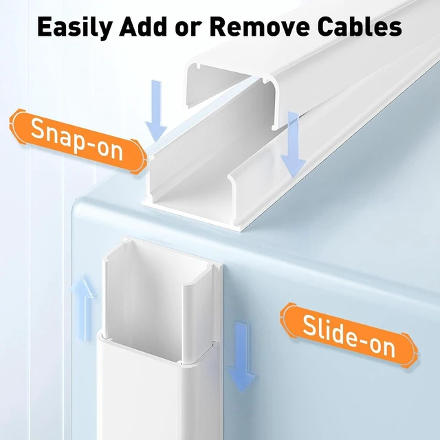 Alt view image 5 of 7 - CozyNestF Cord Covers for 3-4 Wires on Wall, 56.7in Cord Hider Wire Covers for Cords on Wall Self-Adhesive Cable Hider Cable Cover Easy Set-up TV Cords Hiders Walls 4X L14.2 W1.18 H0.63in White