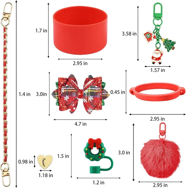 Alt view image 3 of 7 - CozyNestFinds Bling Accessories for Stanley Cup 40oz & 30oz Tumbler including Silicone Cute Bow Straw Topper Cover, Silicone Boot for Stanley Cup,Leather Water Bottle Handle Strap, Charms