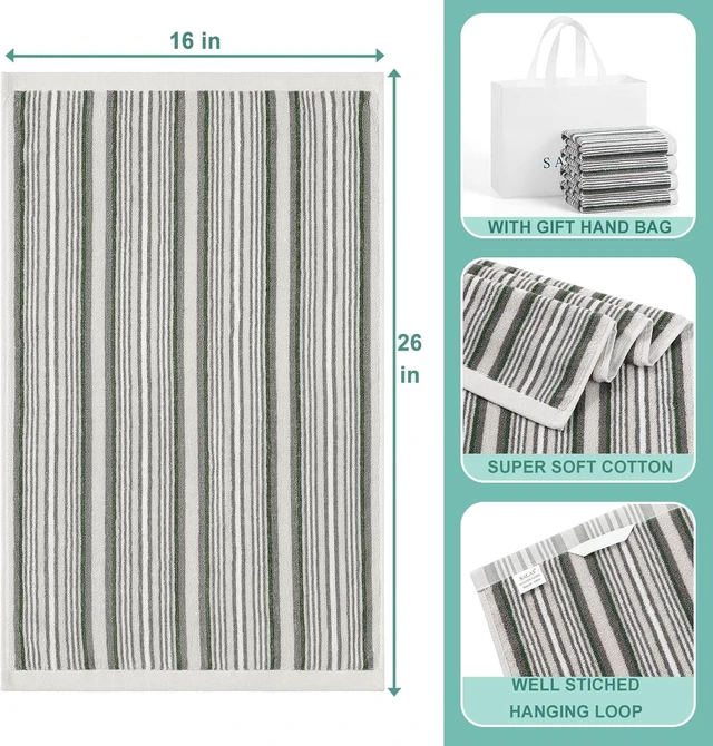 Alt view image 2 of 7 - Premium Cotton Kitchen Dish Towels for Drying Dishes, Large 16" x 26" Highly Absorbent Thick Hand Towels with Hanging Loop, 4 Pcs Gray