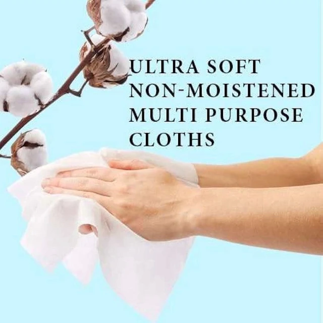 Alt view image 2 of 7 - CNF Disposable Dry Wipes, 100 Pack Ultra Soft Non-Moistened Cleansing Cloths for Adults, Incontinence, Baby Care, Makeup Removal 9.5" x 13.5" - Hospital Grade, Durable