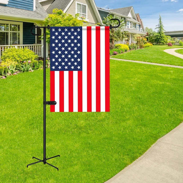 Alt view image 2 of 7 - Garden Flag Holder with 5 Prong Base,Stable Design Garden Flag Stand for Outside,S type Yard Flags Holder with Clip and Spring Stopper for Porch Yard Decorations Outdoor
