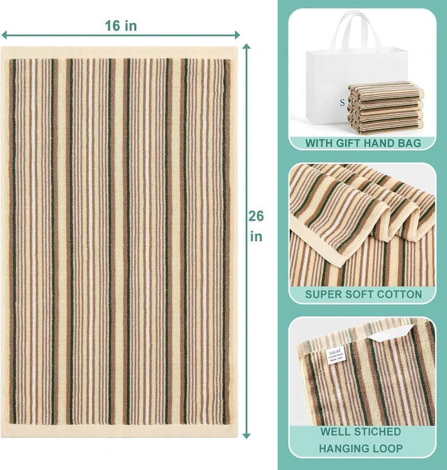 Alt view image 2 of 7 - KitchenKey Premium Cotton Kitchen Dish Towels for Drying Dishes,Large Long Kitchen Hand Towels, Thick Highly Absorbent Dish Clothes Tea Towel Sets with Hanging Loop, 16" X 26", 4 Pcs
