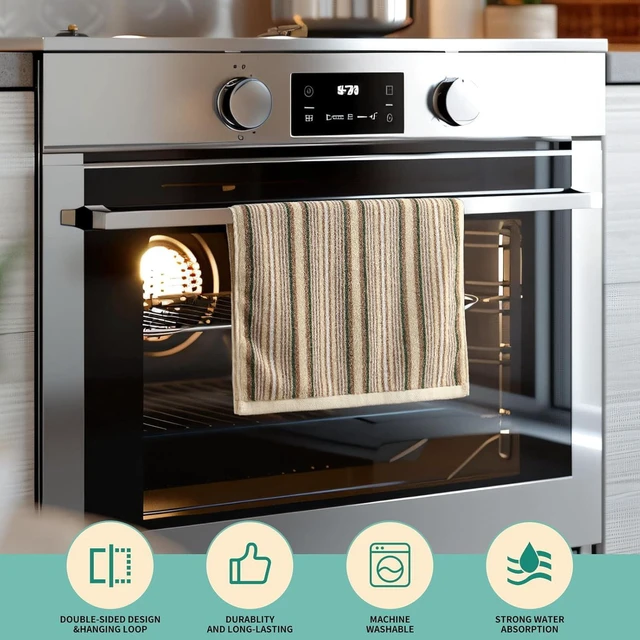 Alt view image 3 of 7 - KitchenKey Premium Cotton Kitchen Dish Towels for Drying Dishes,Large Long Kitchen Hand Towels, Thick Highly Absorbent Dish Clothes Tea Towel Sets with Hanging Loop, 16" X 26", 4 Pcs