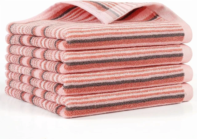 Main image of KitchenKey Premium Cotton Kitchen Dish Towels for Drying Dishes,Large Long Kitchen Hand Towels, Thick Highly Absorbent Dish Clothes Tea Towel Sets with Hanging Loop, 16" X 26", 4 Pcs, Pink