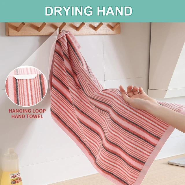 Alt view image 2 of 7 - KitchenKey Premium Cotton Kitchen Dish Towels for Drying Dishes,Large Long Kitchen Hand Towels, Thick Highly Absorbent Dish Clothes Tea Towel Sets with Hanging Loop, 16" X 26", 4 Pcs, Pink