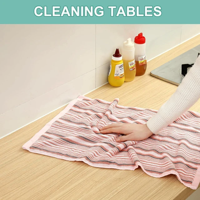 Alt view image 5 of 7 - KitchenKey Premium Cotton Kitchen Dish Towels for Drying Dishes,Large Long Kitchen Hand Towels, Thick Highly Absorbent Dish Clothes Tea Towel Sets with Hanging Loop, 16" X 26", 4 Pcs, Pink