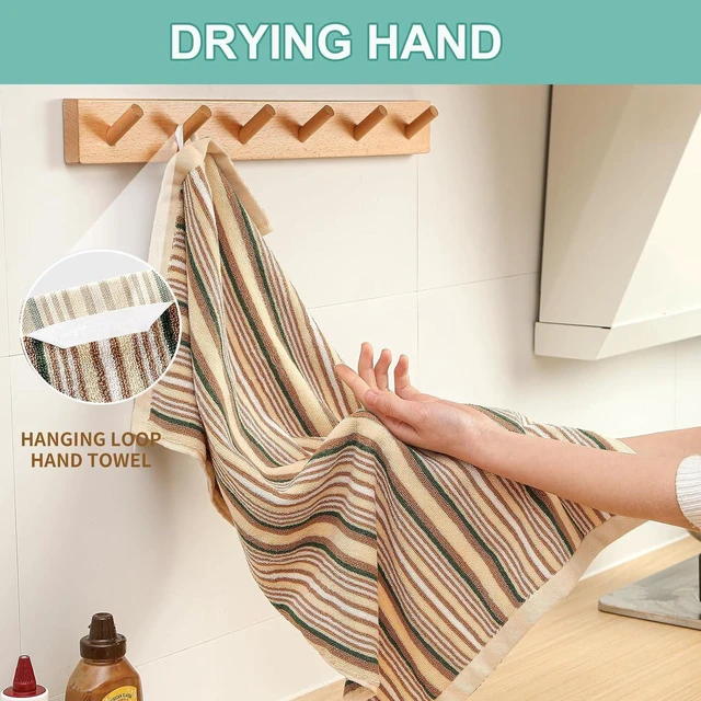 Alt view image 6 of 7 - KitchenKey Premium Cotton Kitchen Dish Towels for Drying Dishes,Large Long Kitchen Hand Towels, Thick Highly Absorbent Dish Clothes Tea Towel Sets with Hanging Loop, 16" X 26", 4 Pcs