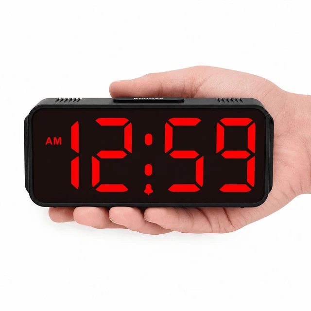 Alt view image 7 of 7 - C Small Mini Digital Alarm Clock Battery Operated for Bedroom Travel, 1.65" Numbers Large Display Cordless Clock for Beside Seniors Elderly, Auto Manual Dimmers, 5 Levels Volume