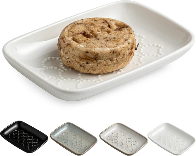 Main image of CozyNestFinds Soap Dish for Shower, Ceramic Soap Dishes for Bar Soap Sponge, Shower Soap Holder Saver Tray for Bathroom Kitchen Sink, Easy to Clean, White