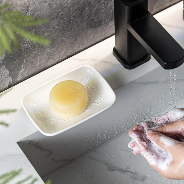 Alt view image 2 of 7 - CozyNestFinds Soap Dish for Shower, Ceramic Soap Dishes for Bar Soap Sponge, Shower Soap Holder Saver Tray for Bathroom Kitchen Sink, Easy to Clean, White