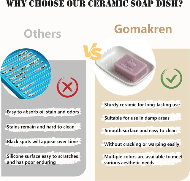 Alt view image 6 of 7 - CozyNestFinds Soap Dish for Shower, Ceramic Soap Dishes for Bar Soap Sponge, Shower Soap Holder Saver Tray for Bathroom Kitchen Sink, Easy to Clean, White