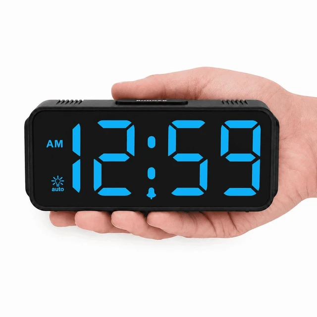 Main image of C Small Mini Digital Alarm Clock Battery Operated for Bedroom Travel, 1.65" Numbers Large Display Cordless Clock for Beside Seniors Elderly, Auto Manual Dimmers, 5 Levels Volume