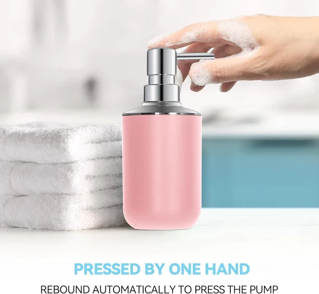 Alt view image 2 of 7 - CozyNF Bathroom Accessories Set 2 PCS, Pink Bathroom Accessories Plastic Soap Dispenser and Toothbrush Holder Set Boho Bathroom Decor Bathroom Set Pink