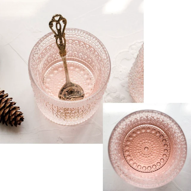Alt view image 7 of 7 - KitchenKey Cocktail Glasses 10 oz Hobnail Drinking Glasses Set of 6, Vintage Glassware, Textured Glass Cups Bubble Glasses Water Glasses Old Fashion Jupiter Glasses Set, clear
