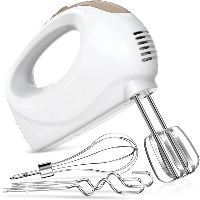 Main image of KitchenKey Handmixer - 5 Speed Portable Kitchen Mixer Electric Handheld with 5 Stainless Steel Accessories Whisk, Food Beater, Ivory