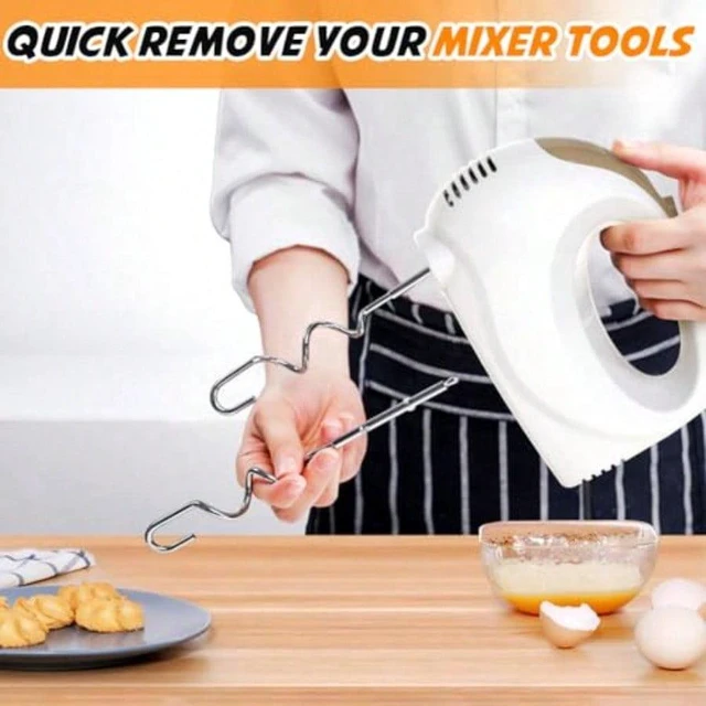 Alt view image 5 of 6 - KitchenKey Handmixer - 5 Speed Portable Kitchen Mixer Electric Handheld with 5 Stainless Steel Accessories Whisk, Food Beater, Ivory