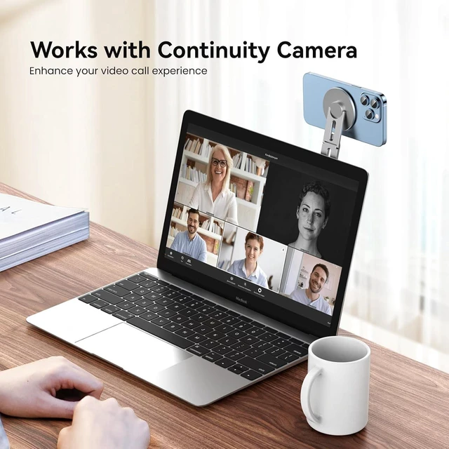 Alt view image 7 of 7 - Magnetic Phone Holder for Laptop for MagSafe for iPhone 16/15/14/13/12 & All Phones, 180°Adjustable Phone Side Mount for Computer Monitor for Tesla, Desktop Cell Phone Bracket, Gray