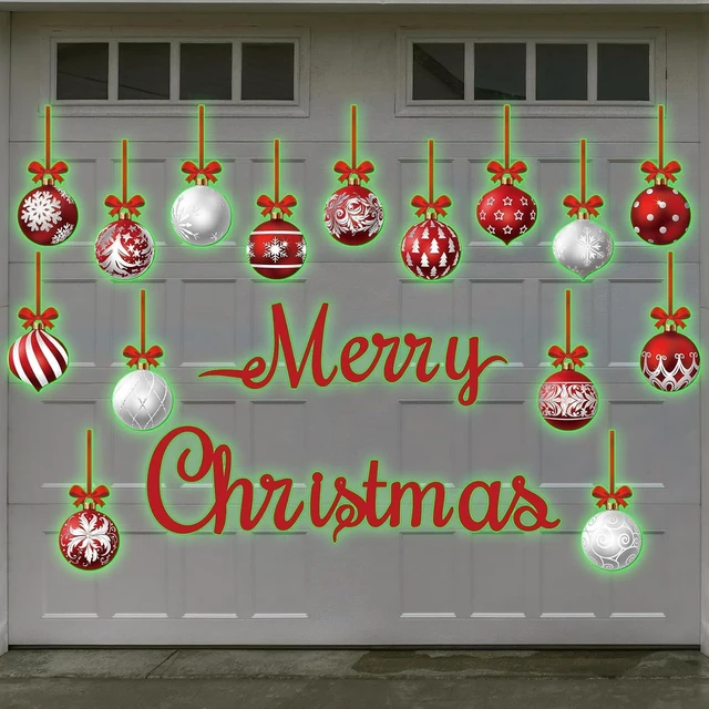 Main image of CozyNestFinds 36 Pcs Christmas Garage Door Magnets Decorations, Glow in The Dark Xmas Ball Garage Door Decorations, Merry Christmas Magnets for Refrigerator Fridge Kitchen Car Indoor Outdoor Decor