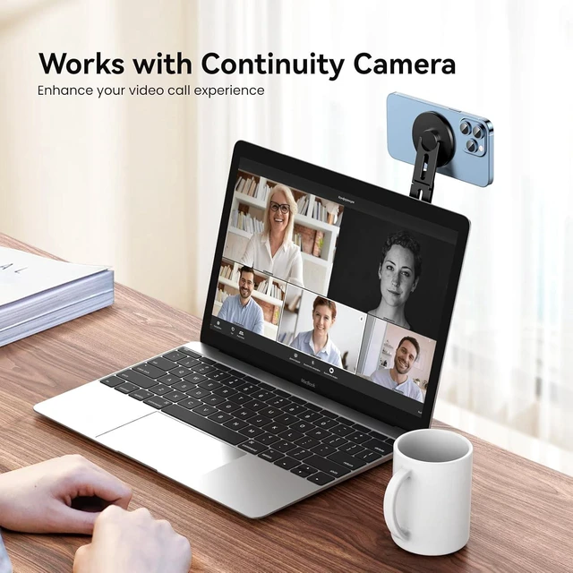 Alt view image 6 of 7 - Magnetic Phone Holder for Laptop for MagSafe for iPhone 16/15/14/13/12 & All Phones, 180°Adjustable Phone Side Mount for Computer Monitor for Tesla, Desktop Cell Phone Bracket, Gray