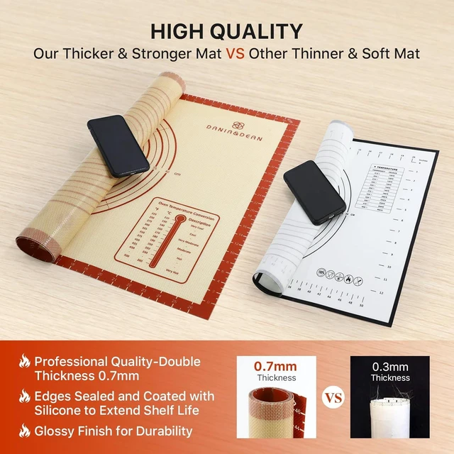 Alt view image 4 of 7 - KK Silicone Baking Mat,28"x 20" Extra Thick Large Non Stick Sheet Mat with Measurement Non-slip Dough Rolling Mat,Reusable Food Grade Silicone Counter Mat for Making Cookies,Macarons,Bread and Pastry