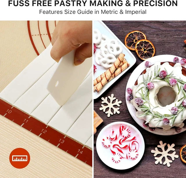 Alt view image 6 of 7 - KK Silicone Baking Mat,28"x 20" Extra Thick Large Non Stick Sheet Mat with Measurement Non-slip Dough Rolling Mat,Reusable Food Grade Silicone Counter Mat for Making Cookies,Macarons,Bread and Pastry