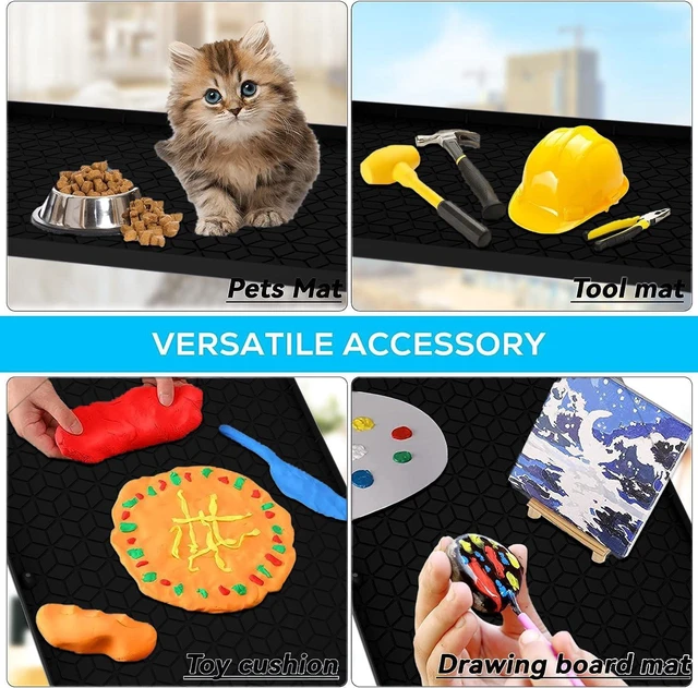Alt view image 6 of 7 - CozyNestFinds Under Sink Mat, 19"x22" Under Sink Mats for Kitchen, Silicone Waterproof Under Sink Liner, Sink Cabinet Organizer Tray with Drain Hole (Black, 19X22)