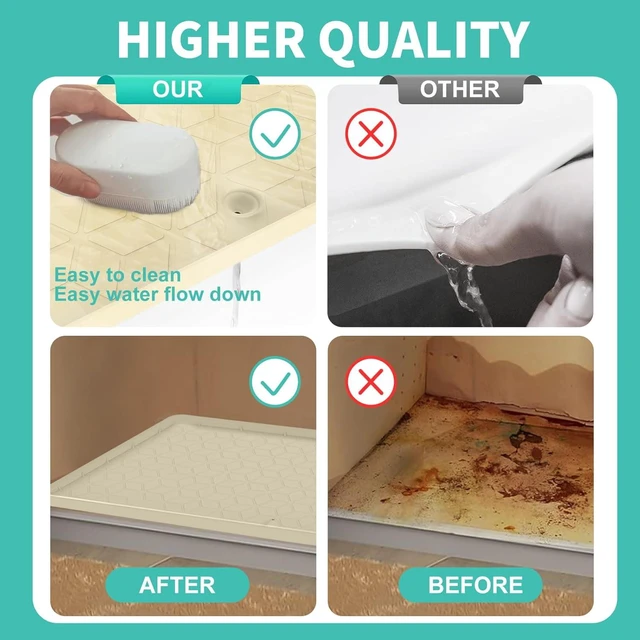 Alt view image 6 of 7 - CozyNestFinds Under Sink Mat, 14"x22" Under Sink Mats for Kitchen, Silicone Waterproof Under Sink Liner, Sink Cabinet Organizer Tray with Drain Hole