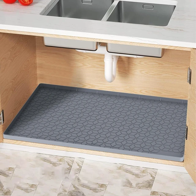 Main image of CozyNestFinds Under Sink Mats 14"x22" for Kitchen,Silicone Waterproof Liner,Sink Silicone Tray with Drain Hole,Storage and Organizers,Cabinet and Counter Protector,Litter Mat,Pet Cat Puppy Essentials