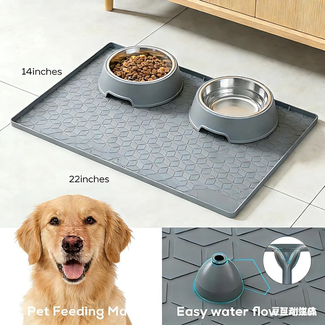 Alt view image 3 of 7 - CozyNestFinds Under Sink Mats 14"x22" for Kitchen,Silicone Waterproof Liner,Sink Silicone Tray with Drain Hole,Storage and Organizers,Cabinet and Counter Protector,Litter Mat,Pet Cat Puppy Essentials
