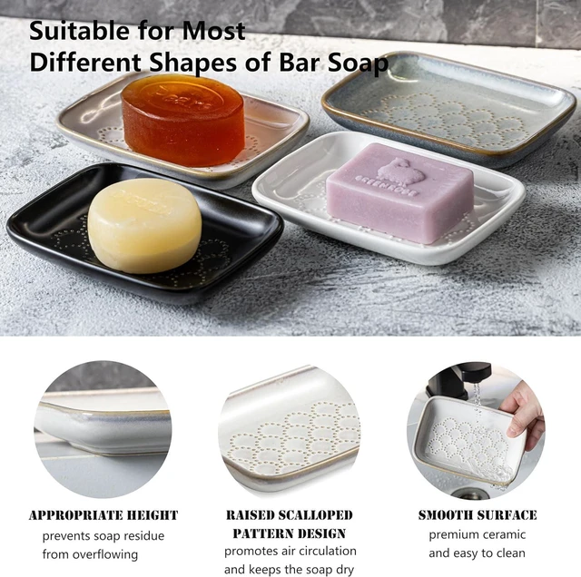Alt view image 5 of 7 - CozyNestFinds Soap Dish for Shower, Ceramic Soap Dishes for Bar Soap Sponge, Shower Soap Holder Saver Tray for Bathroom Kitchen Sink, Easy to Clean, Beige