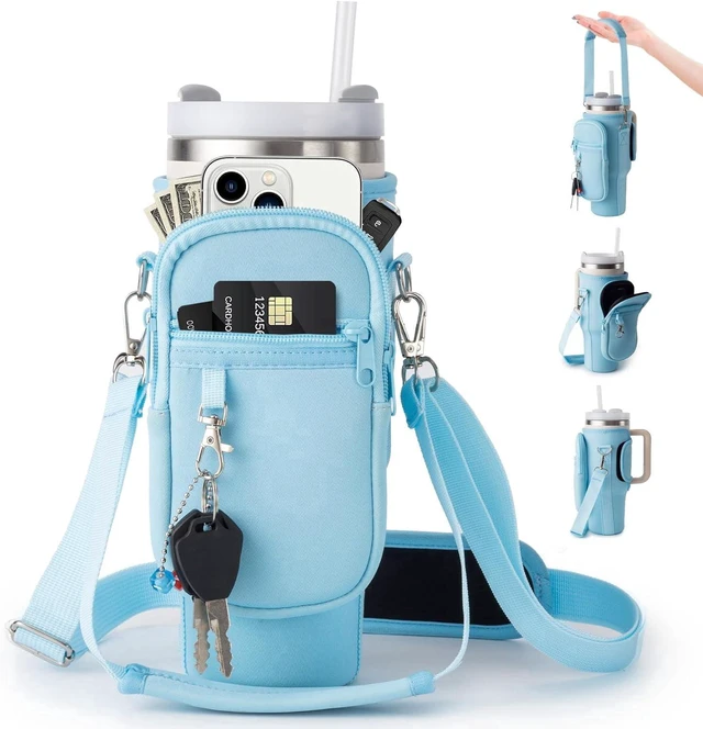 Main image of CozyNestFinds Water Bottle Carrier Bag for Stanley Cup 40/30oz with Phone Holder Pockets,Neoprene Water Bottle Cross-body Bag with Adjustable Shoulder & Hand Strap Stanley Cup Accessories