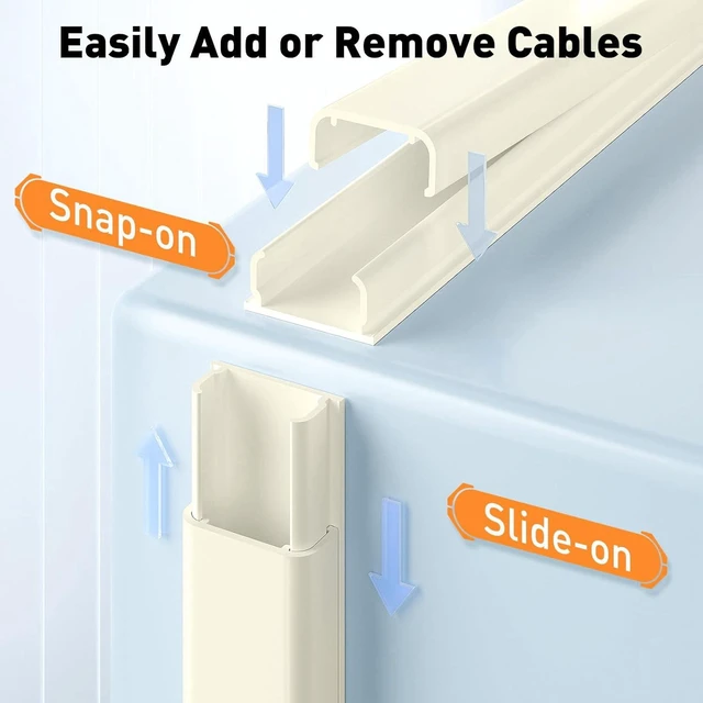 Alt view image 5 of 7 - CozyNestF Cord Hider, 56.7in Cable Hider Cord Covers for Wires on Wall Wire Hider for 2-3 Cords for TV on Wall Easier Setup Cable Cover Management 4X L14.2 W0.94 H0.47in Beige