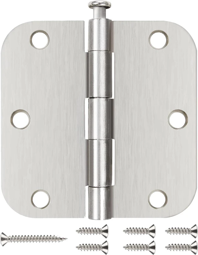Main image of 6 Pack Matte Black Interior Door Hinges, 3.5" x 3.5" with 5/8" Radius, Heavy-Duty Round Hinge with Removable Pin for Bedroom Office Farm Shed Gate Greenhouse Vent Window