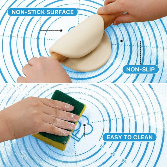 Alt view image 4 of 7 - KitchenKey Silicone Pastry Mat,28" x 20" Nonstick Large Durable Silicone Sheet Mat with Measurement Non-slip Dough Rolling Mat for Pie Crust, Pizza, Cookies