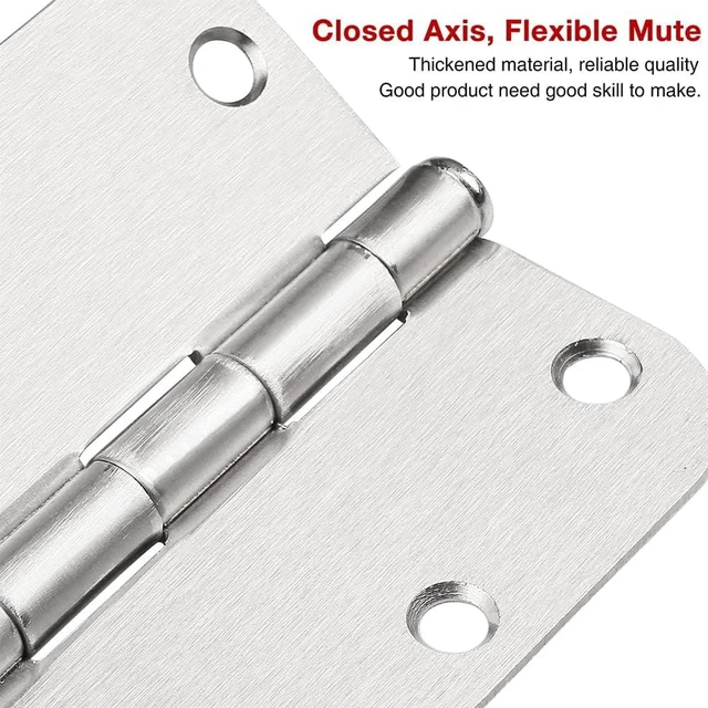 Alt view image 5 of 7 - 6 Pack Matte Black Interior Door Hinges, 3.5" x 3.5" with 5/8" Radius, Heavy-Duty Round Hinge with Removable Pin for Bedroom Office Farm Shed Gate Greenhouse Vent Window