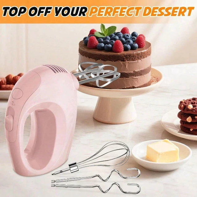 Alt view image 5 of 6 - Handmixer Electric Handheld 5 Speed Portable Kitchen Mixer Electric with 5 Stainless Steel Accessories Whisk Food Beater for Whipping Mixing Cookies
