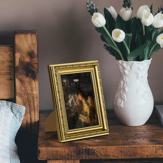 Alt view image 2 of 7 - CozyNestFinds 5x7 Picture Frame with Real Glass, Ornate Vintage 5 x 7 Photo Frames for Wall Decor or Tabletop Display, Gold, 2 Pack