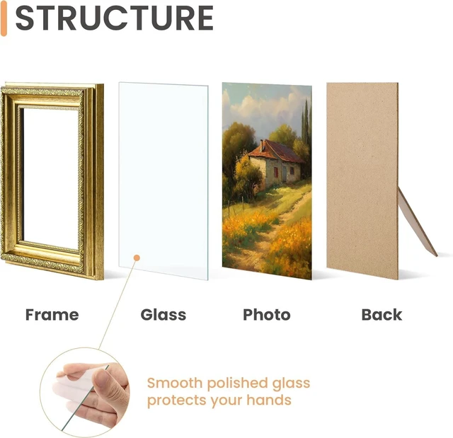 Alt view image 4 of 7 - CozyNestFinds 5x7 Picture Frame with Real Glass, Ornate Vintage 5 x 7 Photo Frames for Wall Decor or Tabletop Display, Gold, 2 Pack