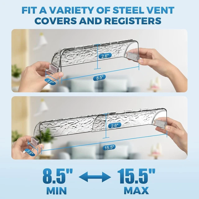 Alt view image 2 of 6 - CNF Magnetic Air & Heat Deflectors, 9-15.5 Adjustable Vent Deflector for Sidewall, Ceiling Registers and Floor Vents (2 Pack)