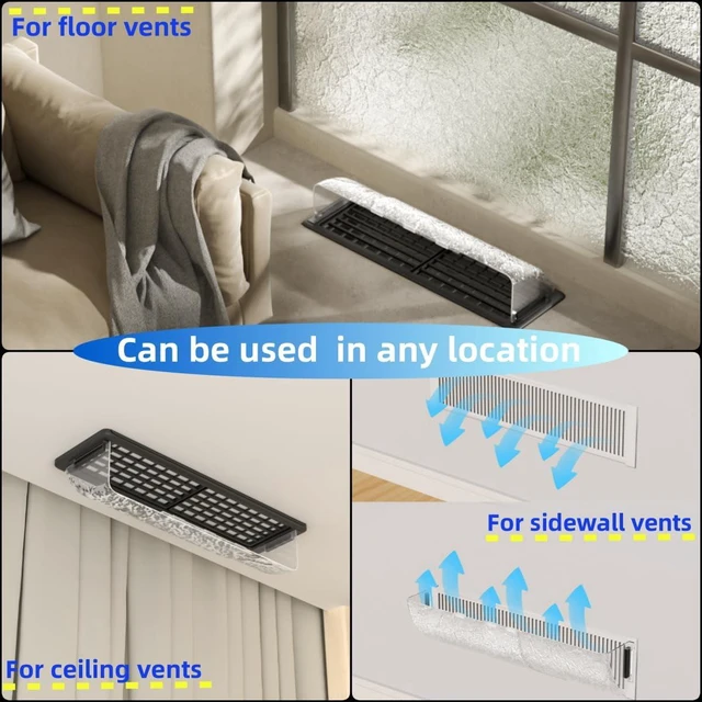 Alt view image 6 of 6 - CNF Magnetic Air & Heat Deflectors, 9-15.5 Adjustable Vent Deflector for Sidewall, Ceiling Registers and Floor Vents (2 Pack)